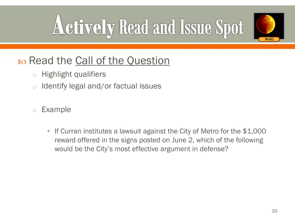 a ctively read and issue spot