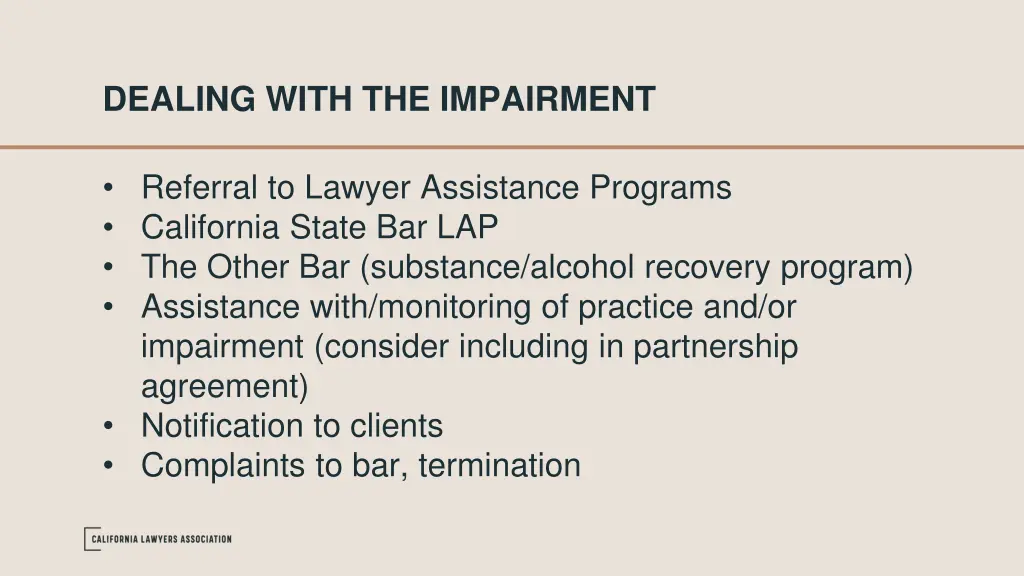 dealing with the impairment