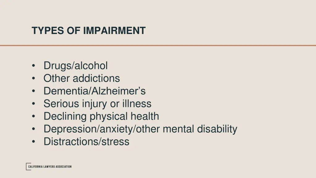 types of impairment