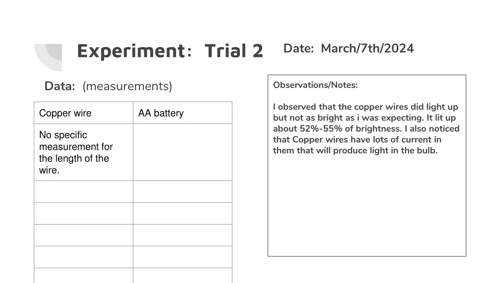 experiment trial 2