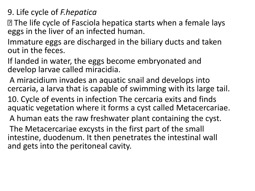 9 life cycle of f hepatica the life cycle
