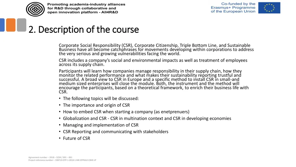 2 description of the course 2 description