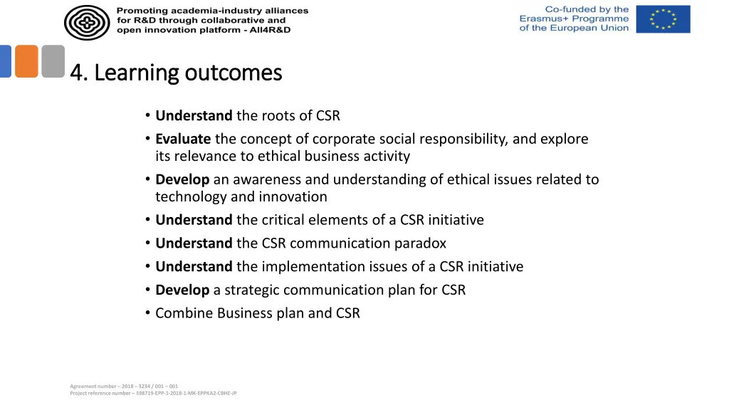 4 learning outcomes 4 learning outcomes