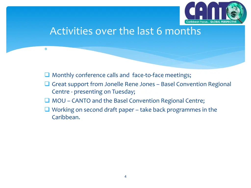 activities over the last 6 months