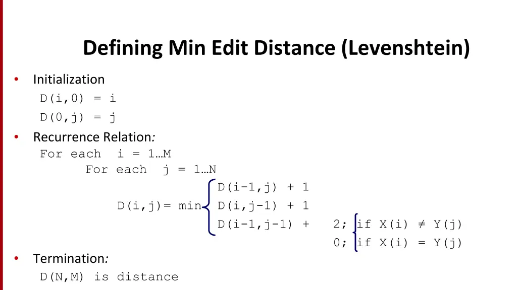 defining min edit distance levenshtein