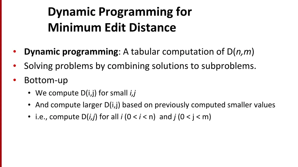 dynamic programming for minimum edit distance
