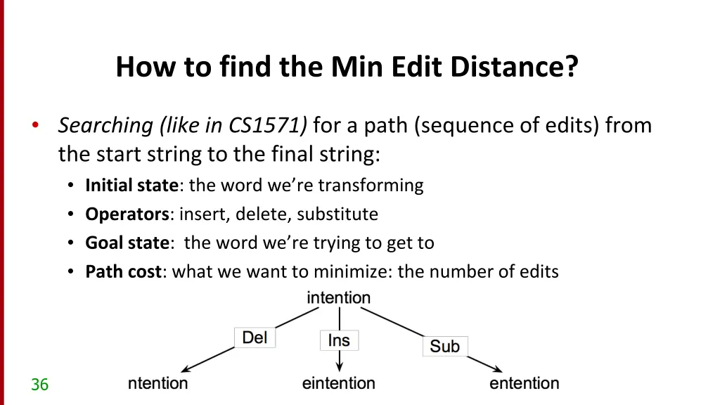 how to find the min edit distance