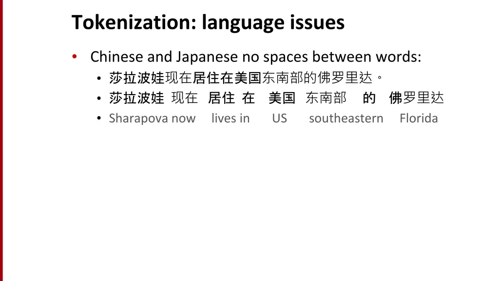 tokenization language issues