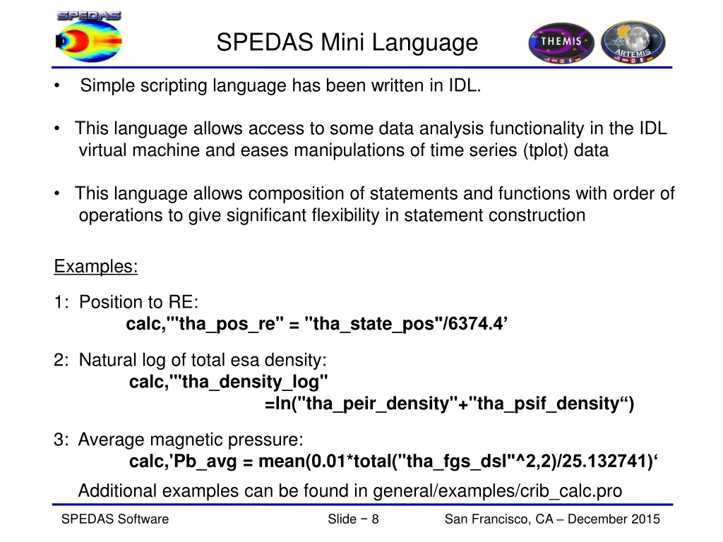 spedas mini language
