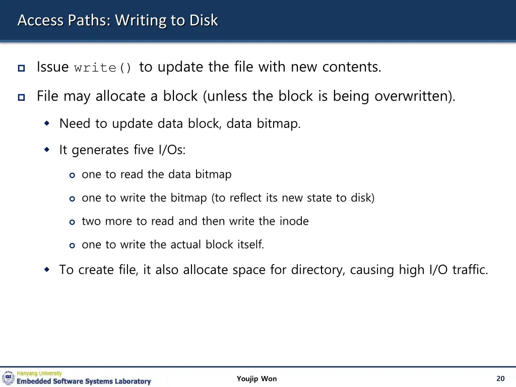 access paths writing to disk