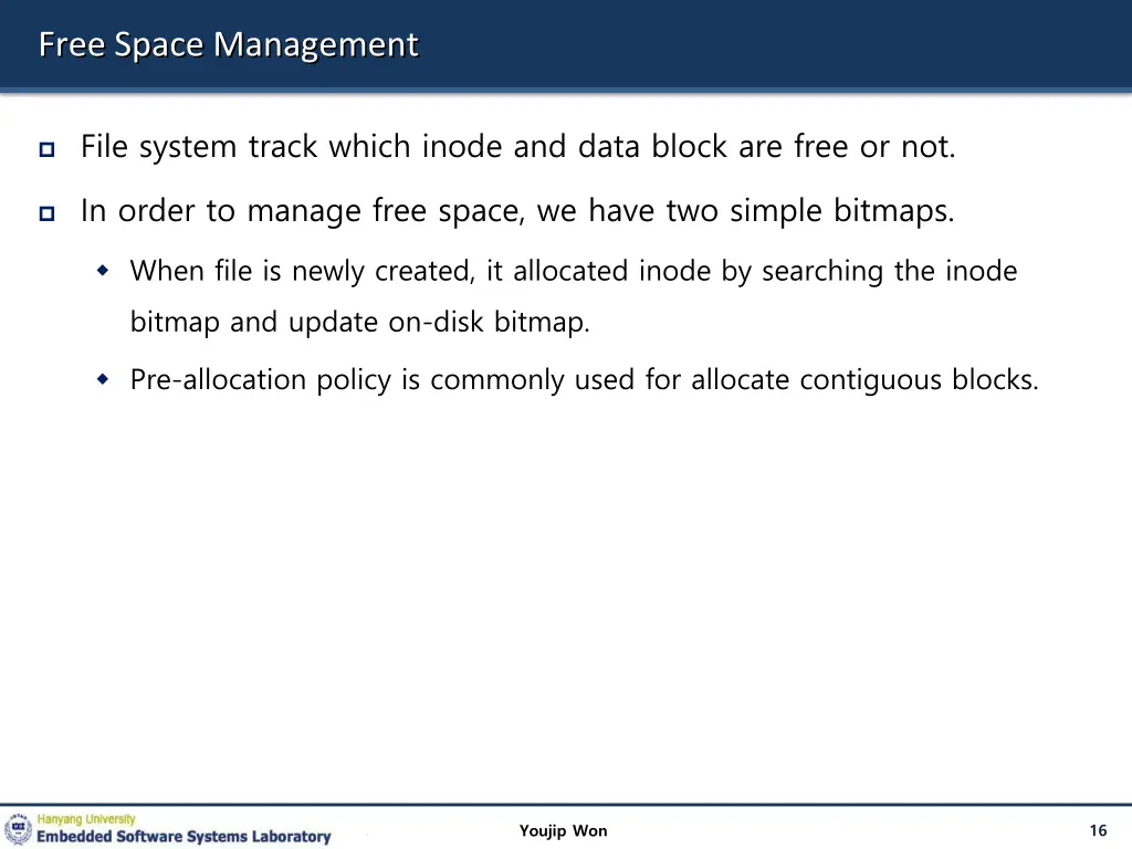 free space management