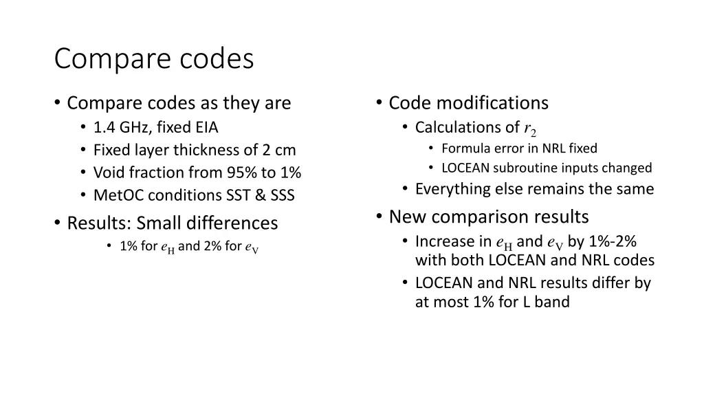 compare codes