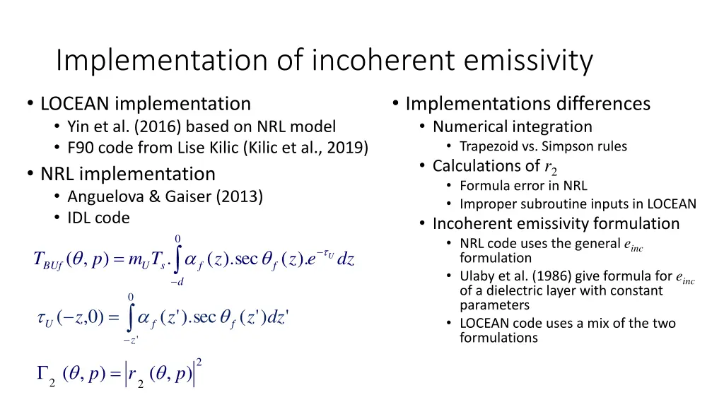 implementation of incoherent emissivity