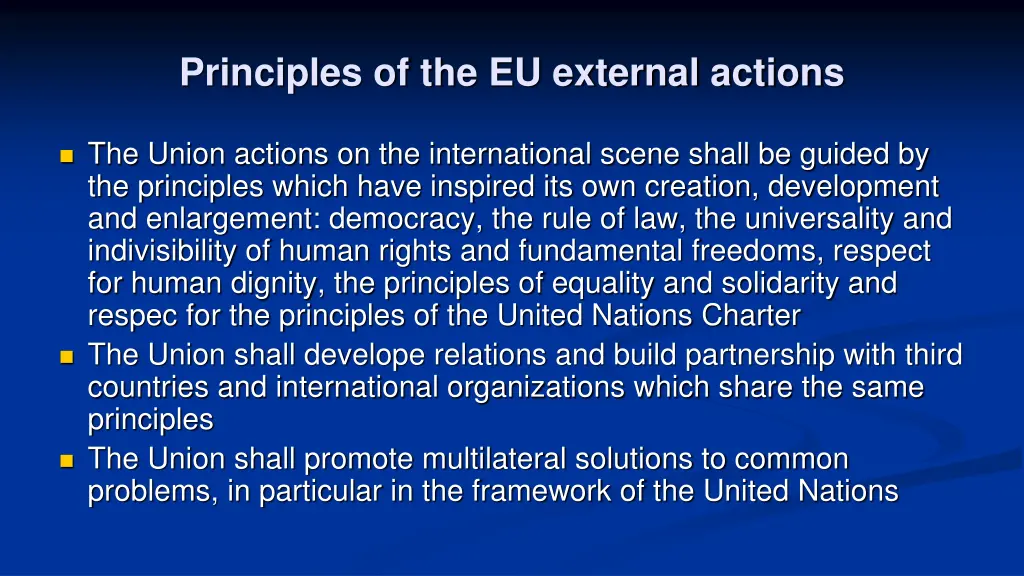 principles of the eu external actions