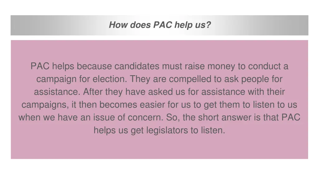 how does pac help us