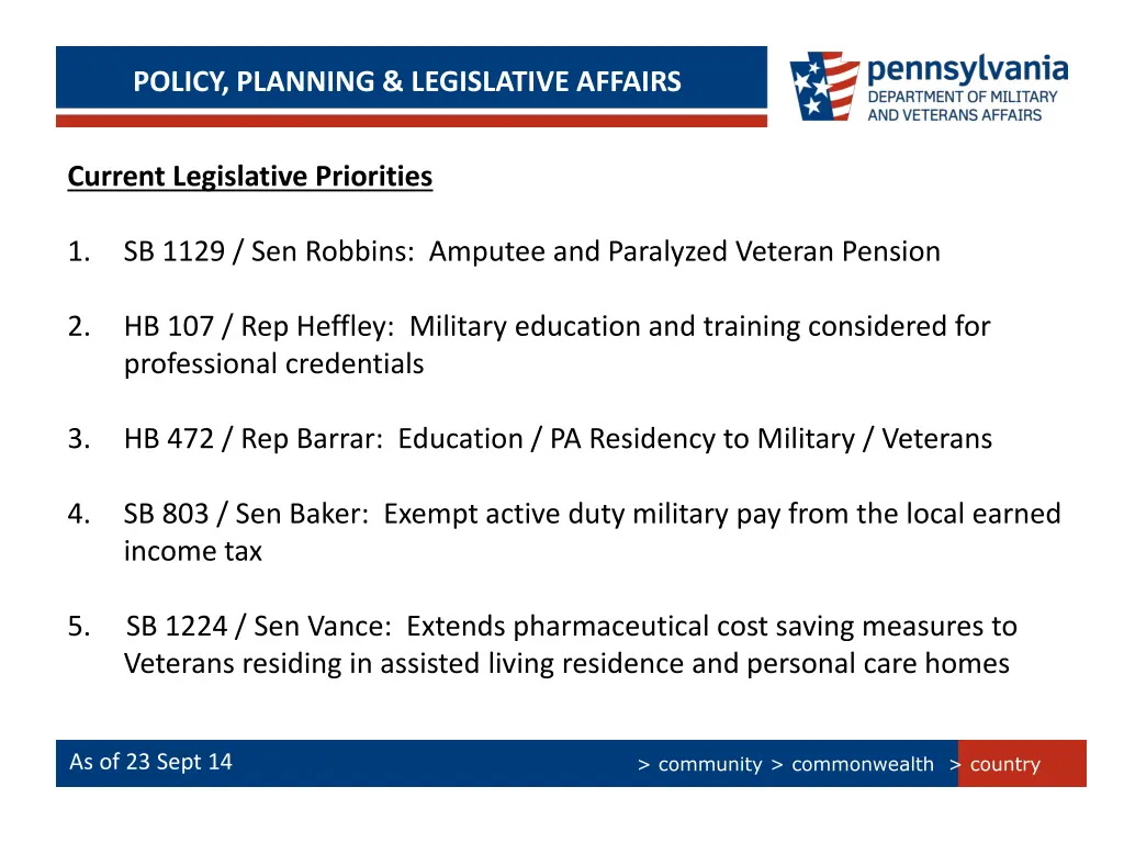 policy planning legislative affairs