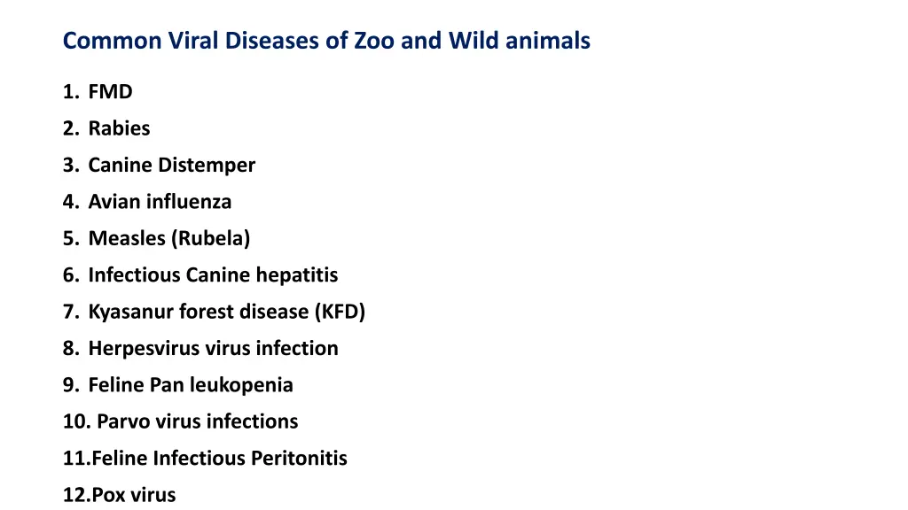 common viral diseases of zoo and wild animals