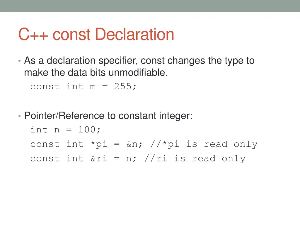 c const declaration