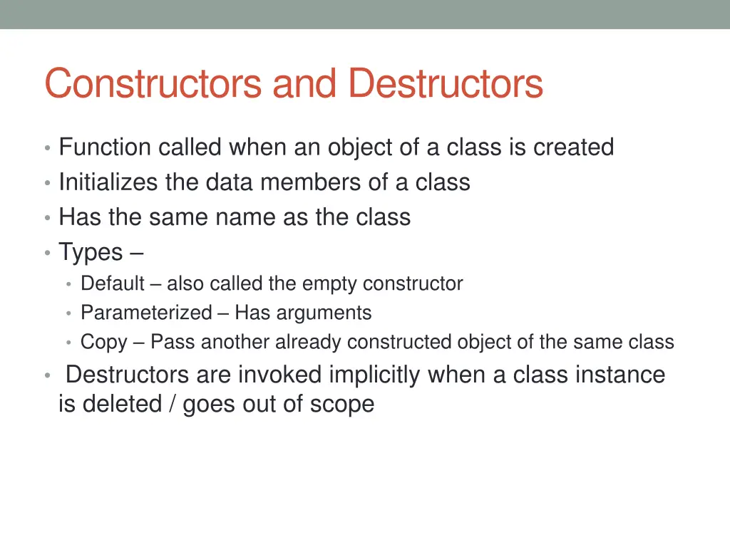 constructors and destructors