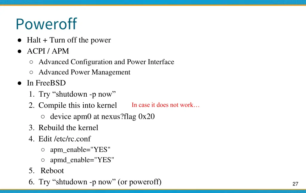 poweroff halt turn off the power acpi