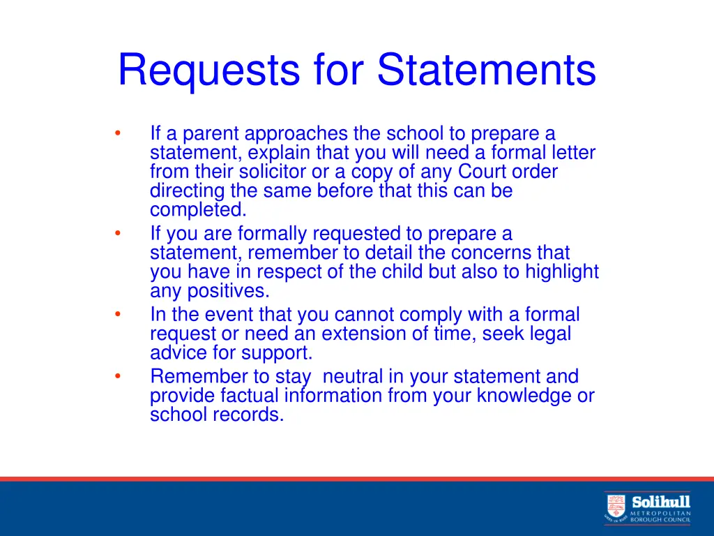 requests for statements