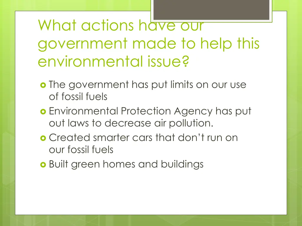 what actions have our government made to help
