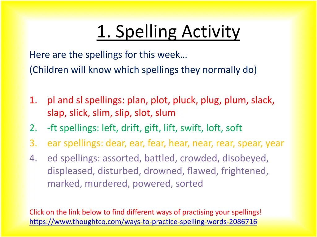 1 spelling activity