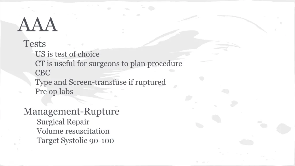 aaa tests us is test of choice ct is useful