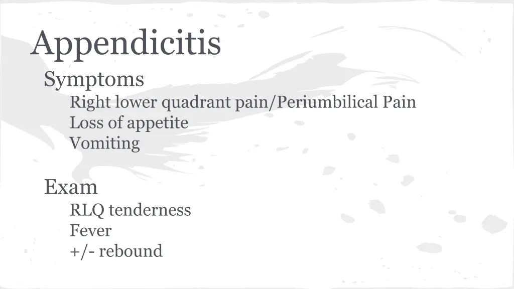 appendicitis symptoms right lower quadrant pain