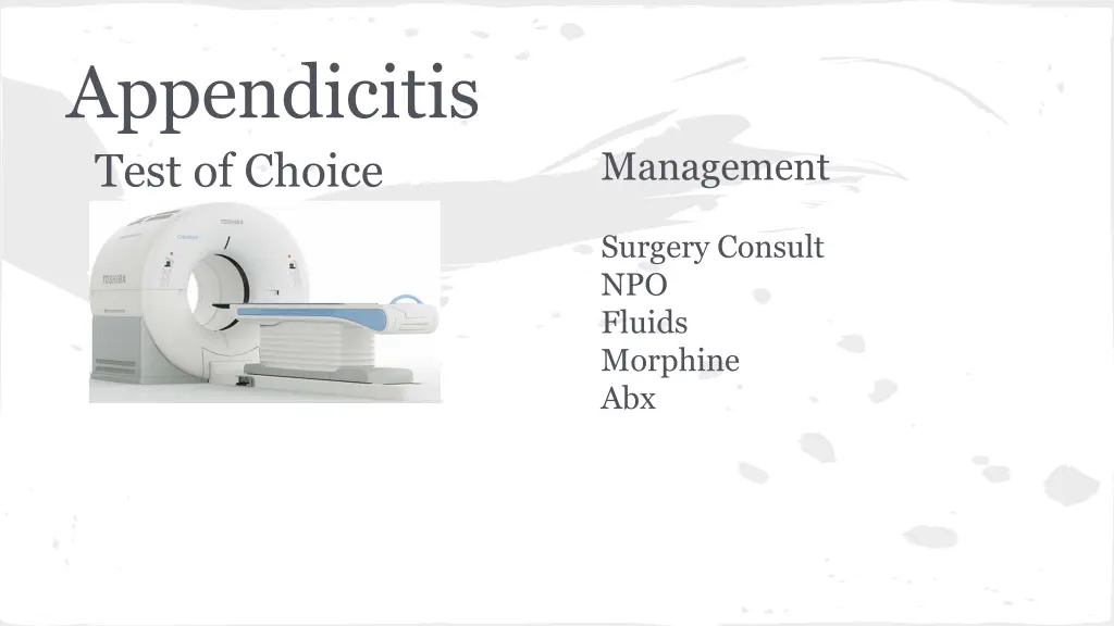 appendicitis test of choice