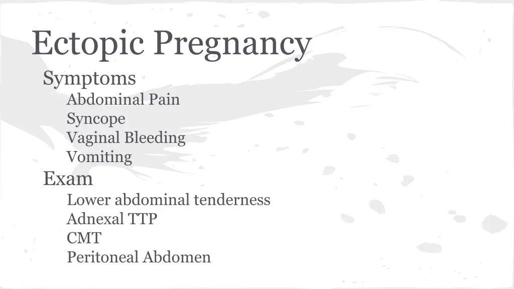 ectopic pregnancy symptoms abdominal pain syncope