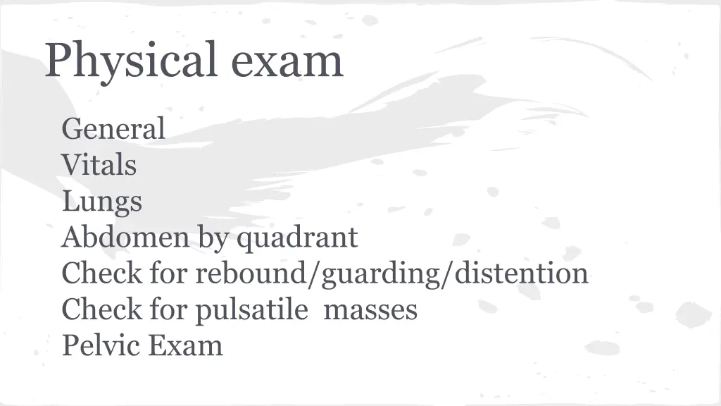 physical exam