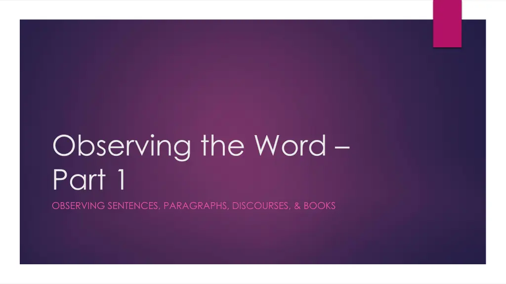 observing the word part 1 observing sentences