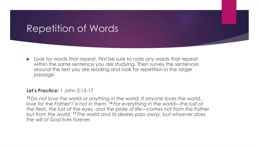 repetition of words
