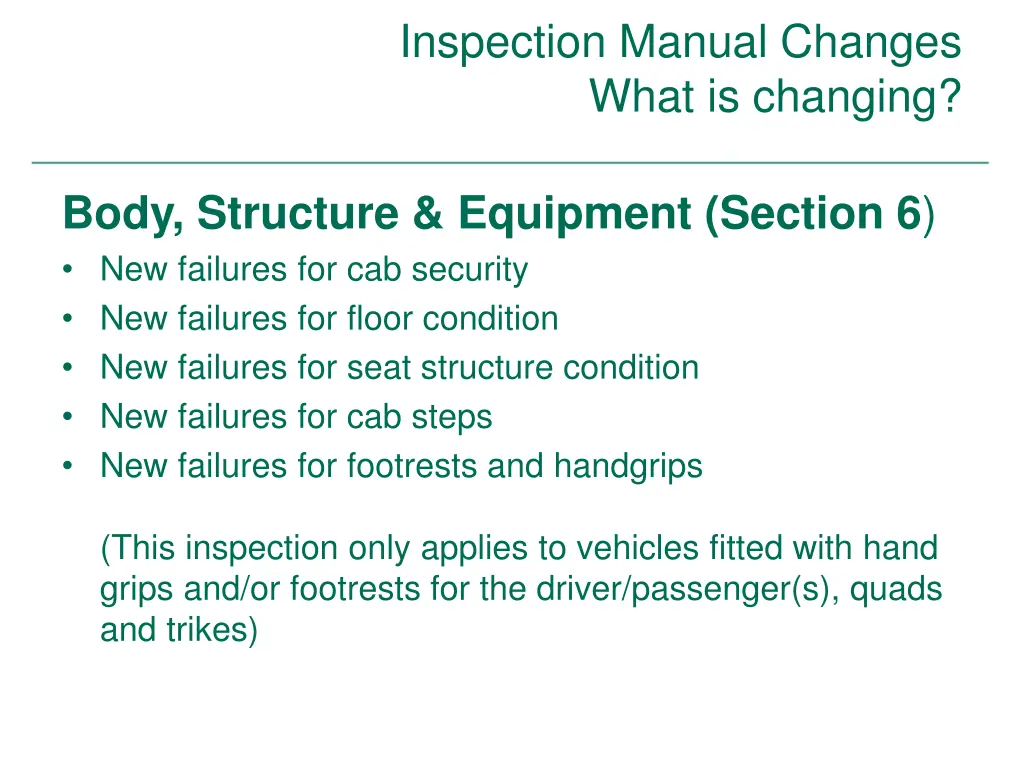 inspection manual changes what is changing 25