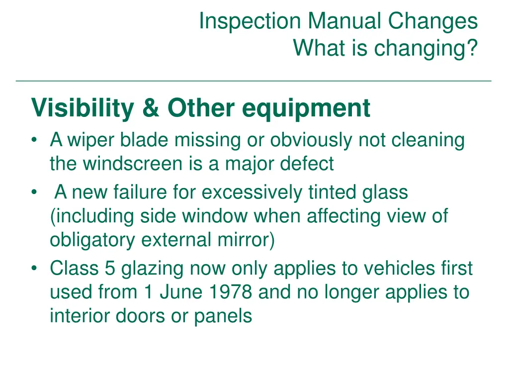 inspection manual changes what is changing 45
