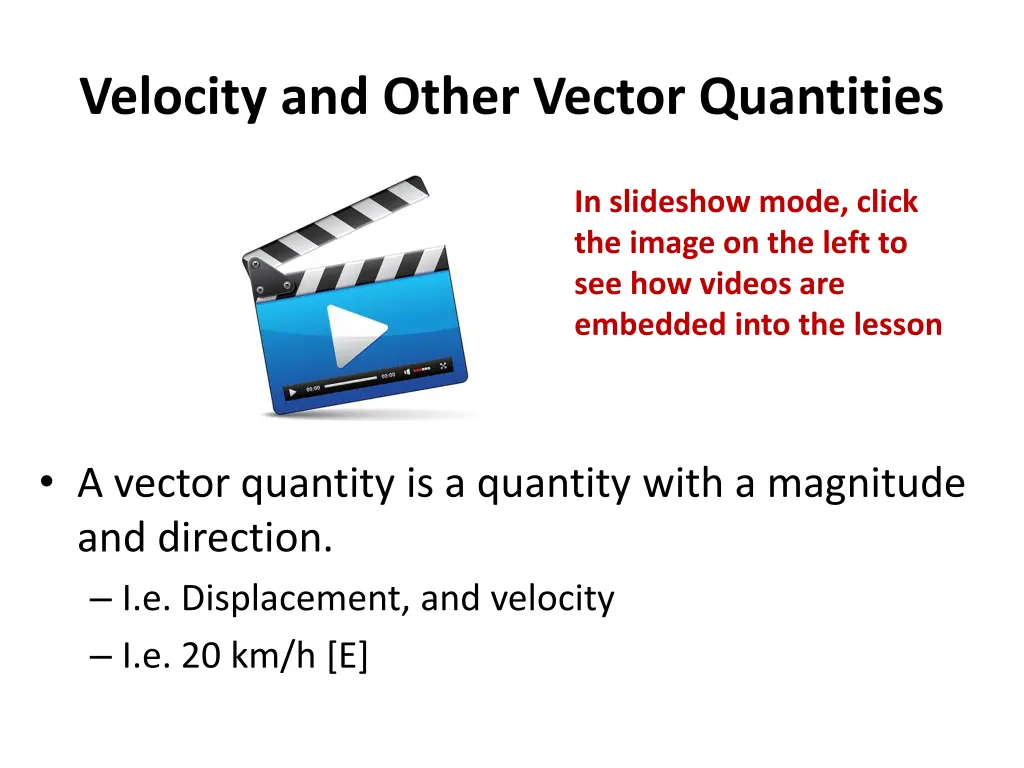 velocity and other vector quantities