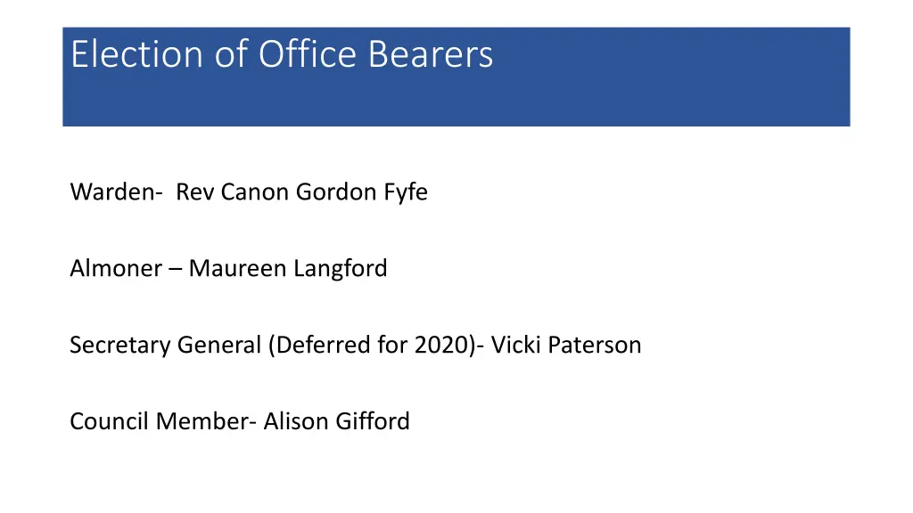 election of office bearers
