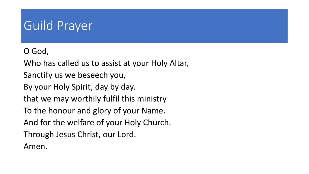 guild prayer