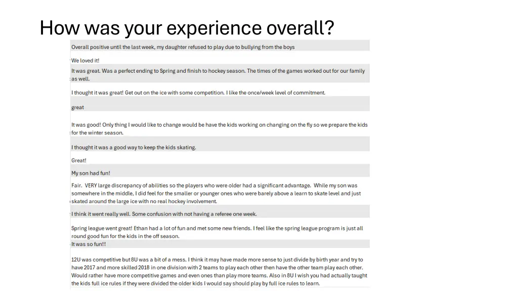 how was your experience overall