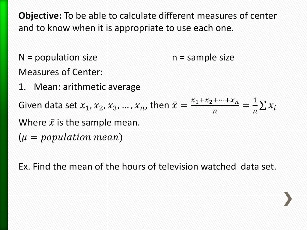 objective to be able to calculate different