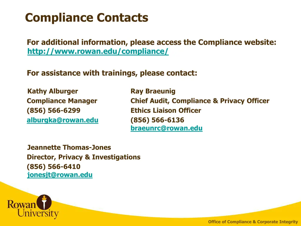 compliance contacts
