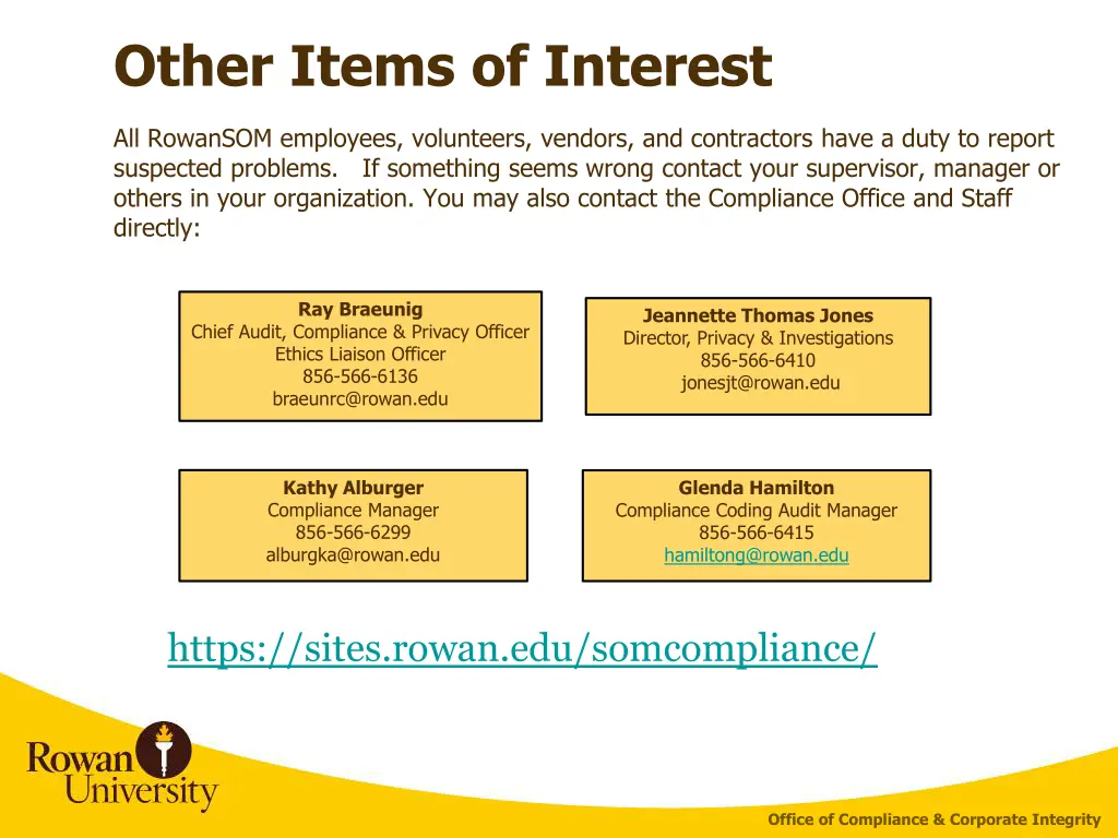 other items of interest