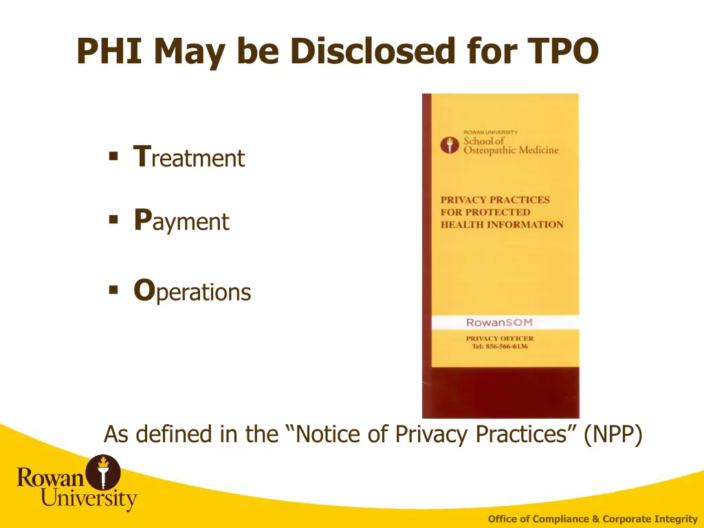 phi may be disclosed for tpo