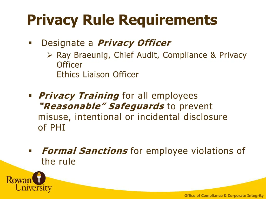 privacy rule requirements