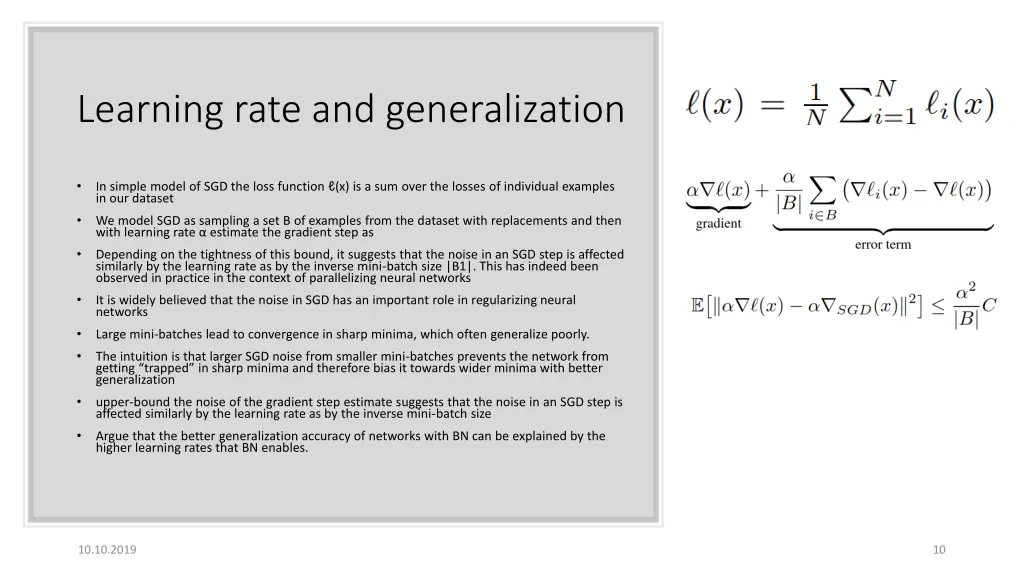 learning rate and generalization