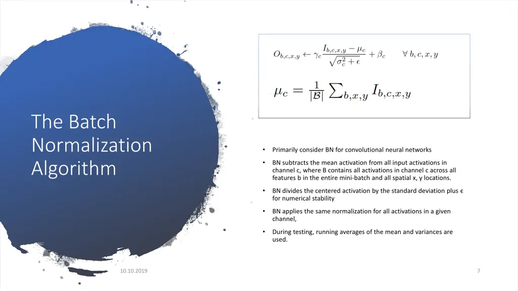 the batch normalization algorithm