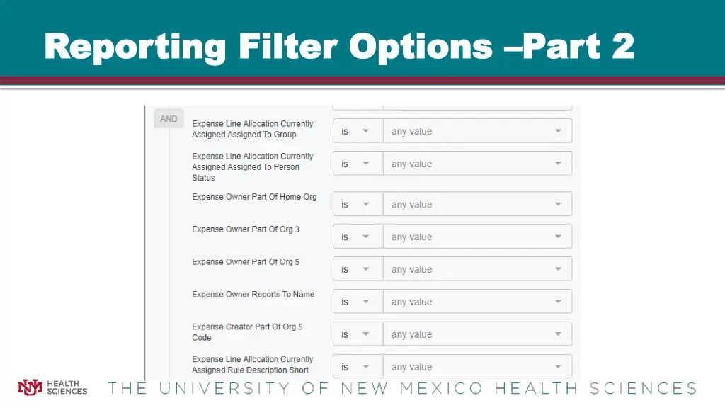 reporting filter options reporting filter options 1