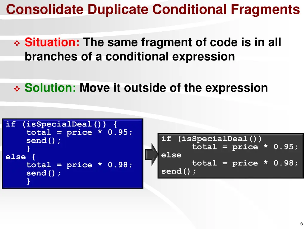 consolidate duplicate conditional fragments