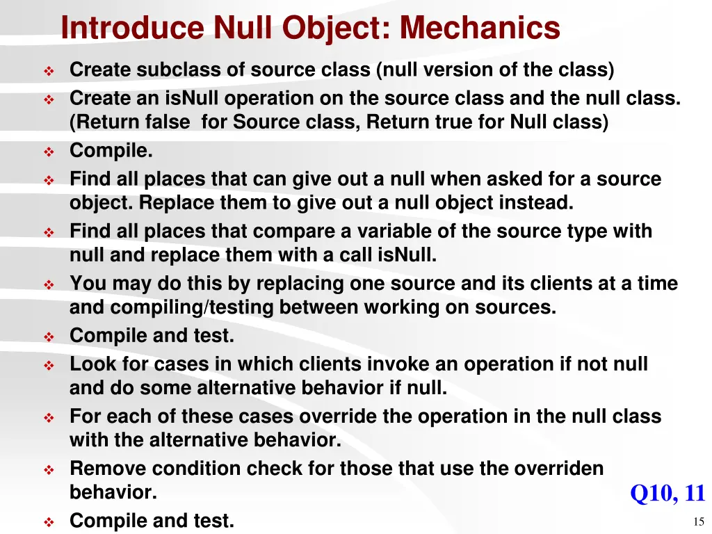 introduce null object mechanics